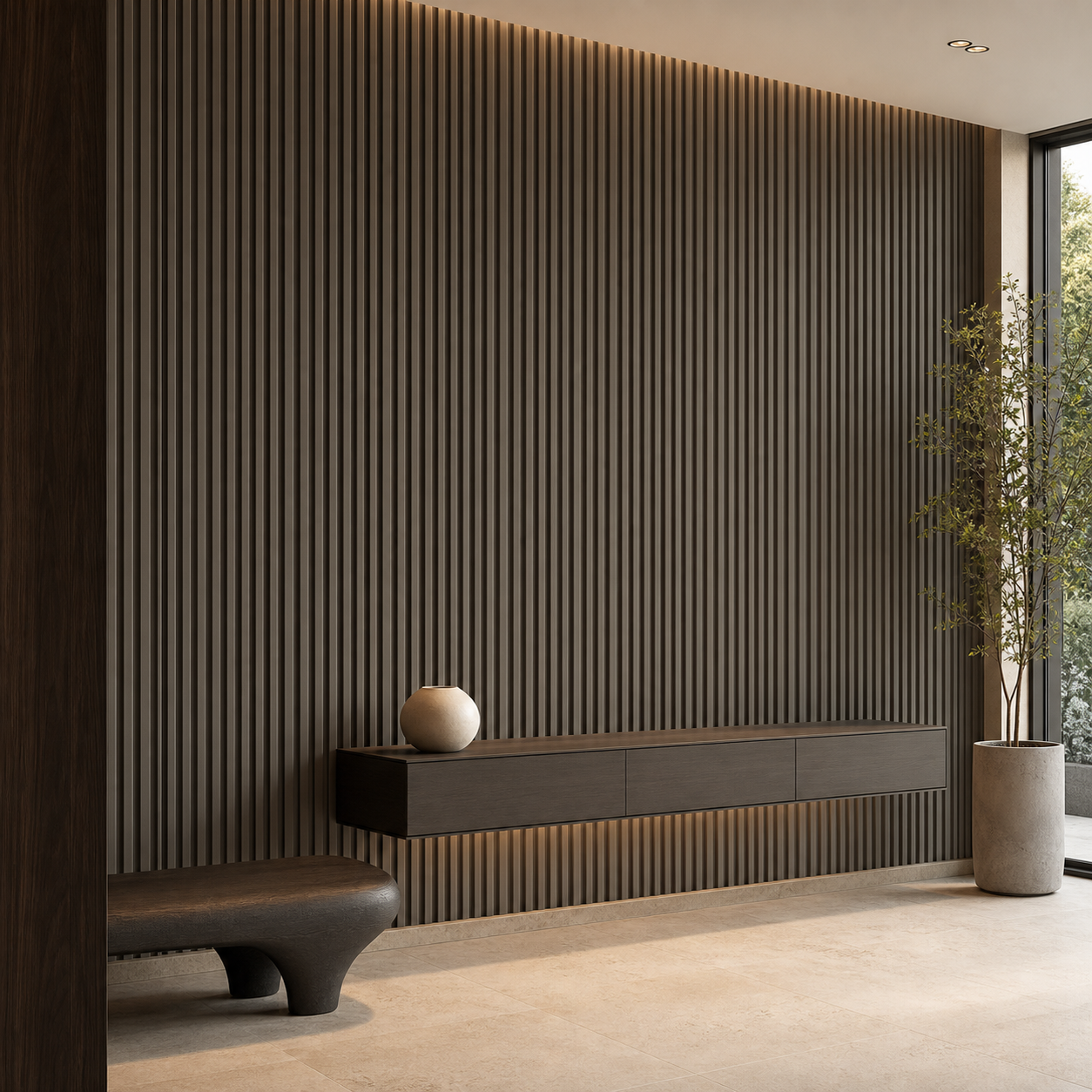 Стеновая панель Ultrawood Next WPC 002 GR 2900×118×11 фото в интерьере
